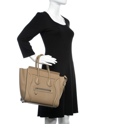 Celine Drummed Calfskin Micro Luggage Dune 2 of 10
