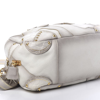 Prada Cervo Patchwork Fringe Bowler Bianco 7 of 17