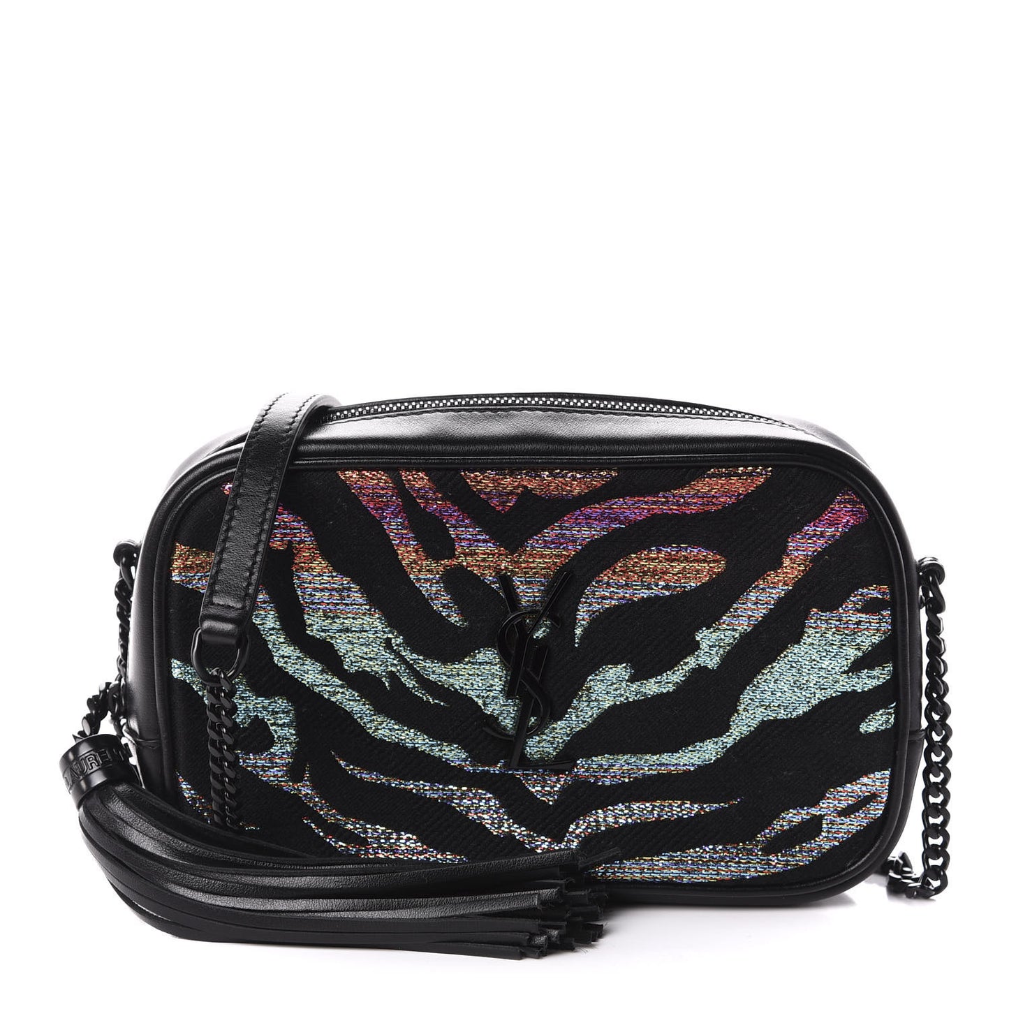 Calfskin Tiger Burnout Monogram Lou Camera Bag Black Multicolor