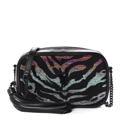 Saint Laurent Calfskin Tiger Burnout Monogram Lou Camera Bag Black Multicolor 3 of 11