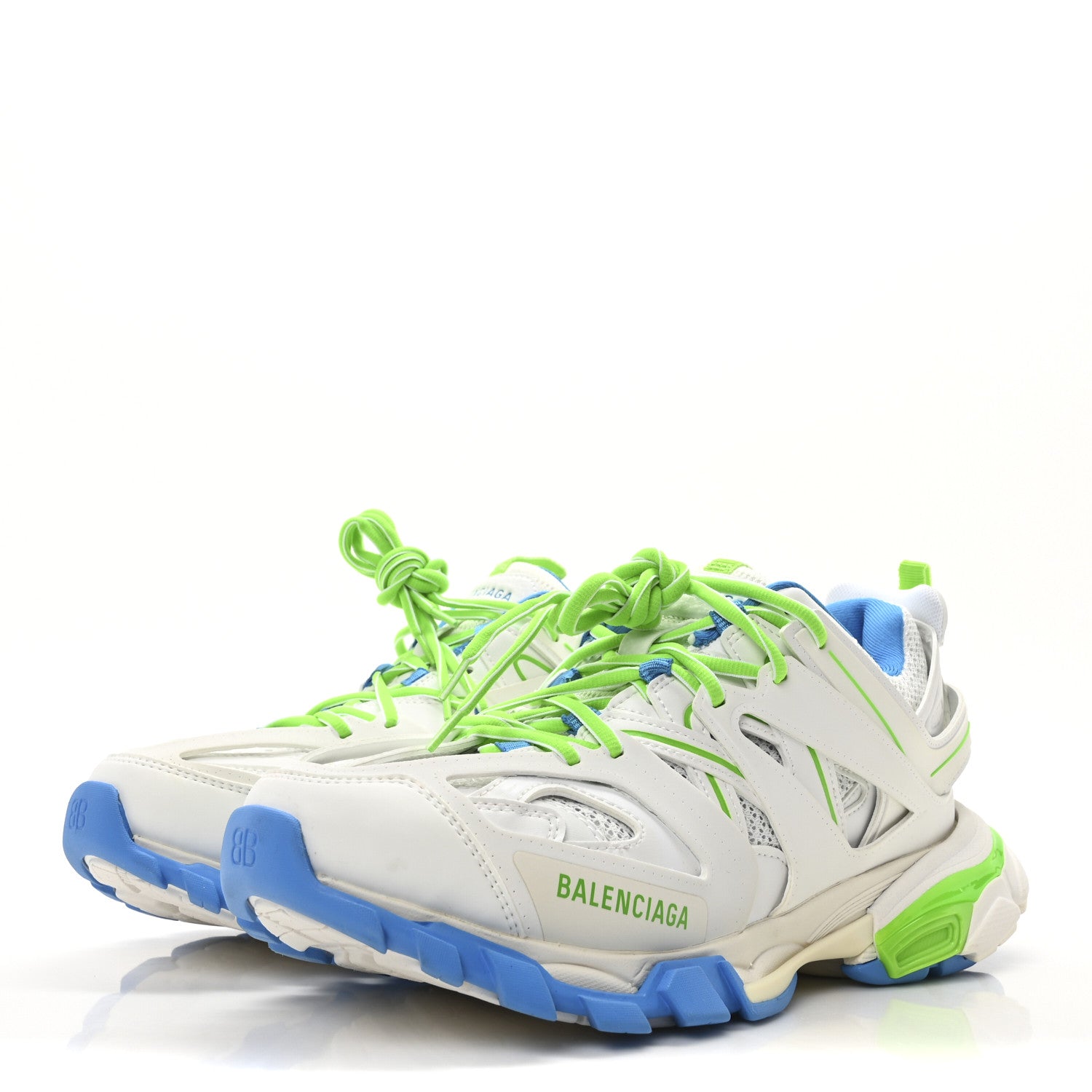 Balenciaga Mesh Nylon Mens Track Sneakers 42 White Green Blue 4 of 9
