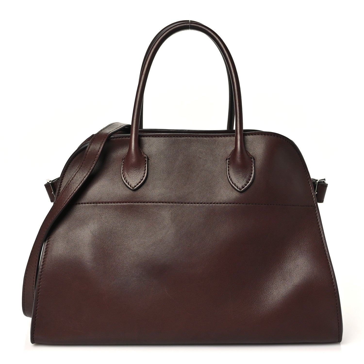 The Row Polished Saddle Calfskin Soft Margaux 12 Dark Brown 1 of 9