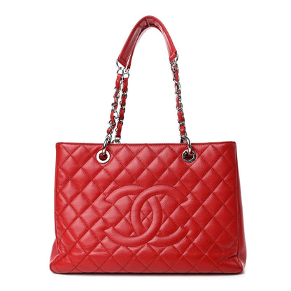 Chanel Caviar Quilted Grand Shopping Tote GST Red 1 of 4