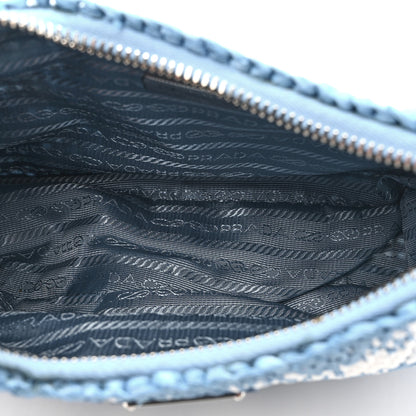 Prada Yarn Raffia Effect Crochet Embroidered Mini Re-Edition 1978 Shoulder Bag Celeste 5 of 10