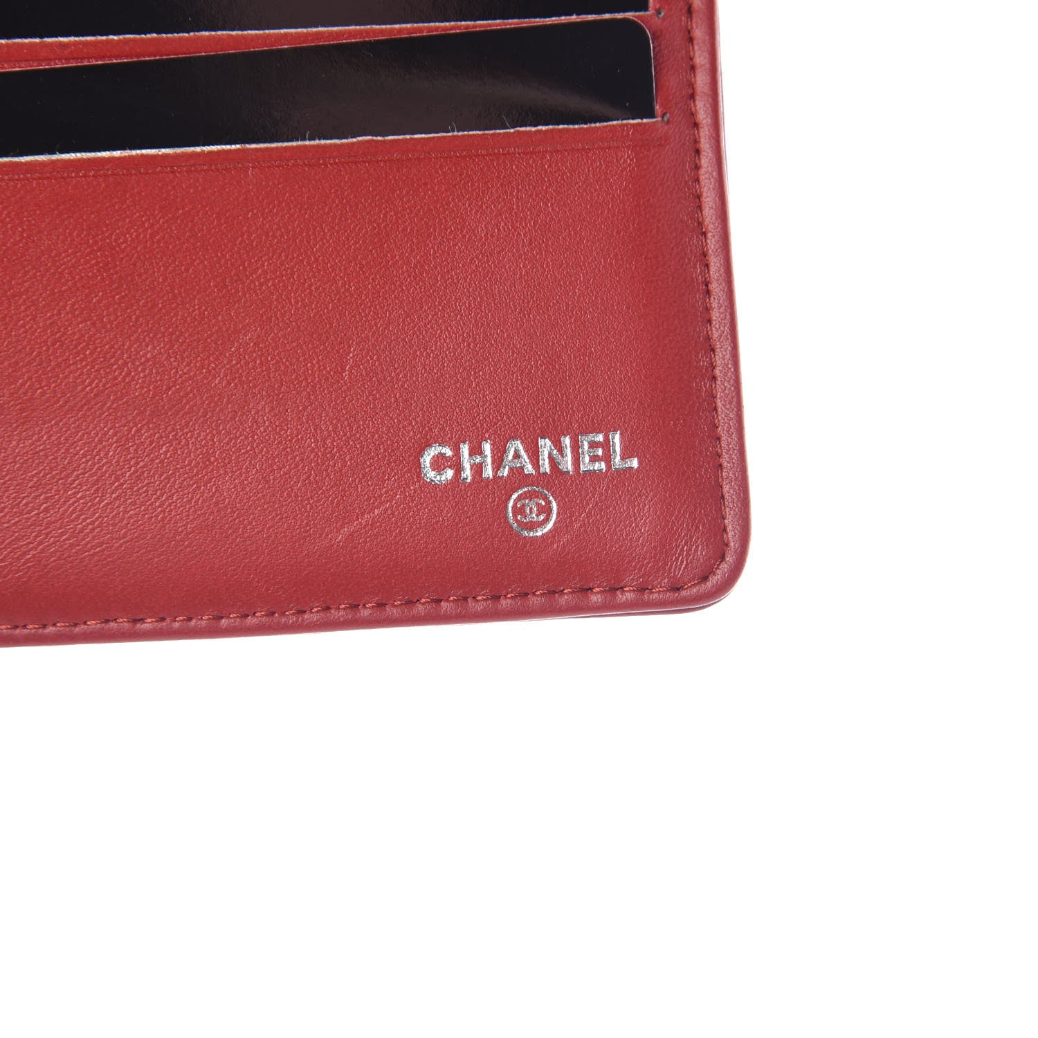 Chanel Lambskin Embossed Camellia Large Gusset Flap Wallet Red 6 of 10