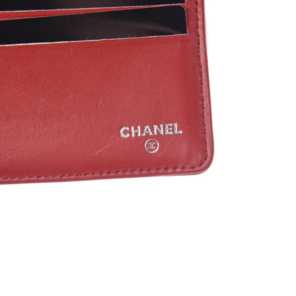 Chanel Lambskin Embossed Camellia Large Gusset Flap Wallet Red 6 of 10