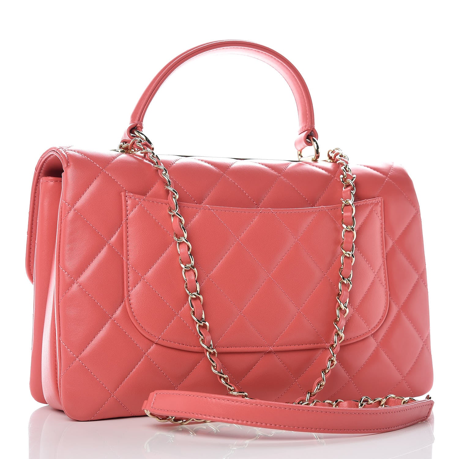 Chanel Lambskin Quilted Medium Trendy CC Flap Dual Handle Bag Bright Pink 3 of 9