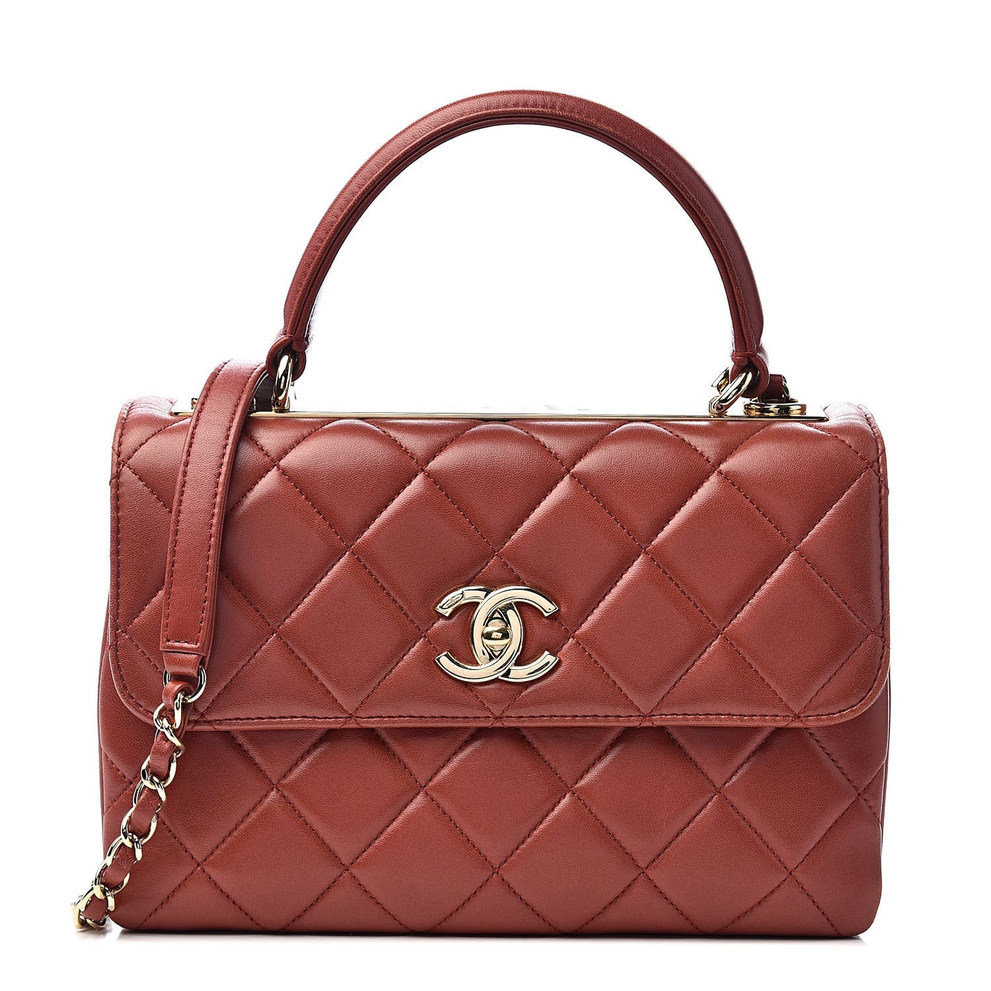Lambskin Quilted Small Trendy CC Flap Dual Handle Bag Red