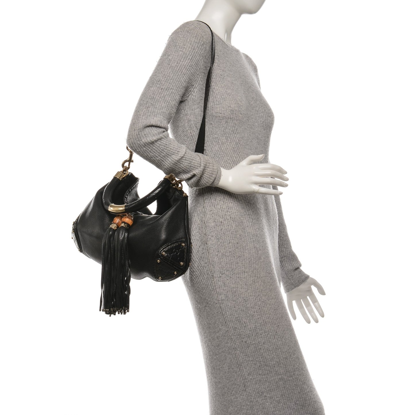 Calfskin Medium Indy Top Handle Hobo Black