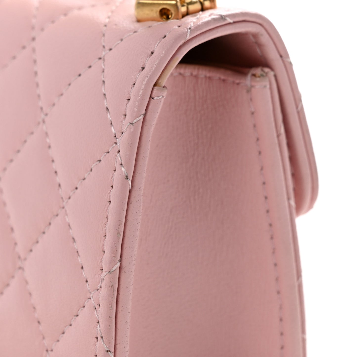 Lambskin Enamel Quilted Mini Top Handle Flap Pink