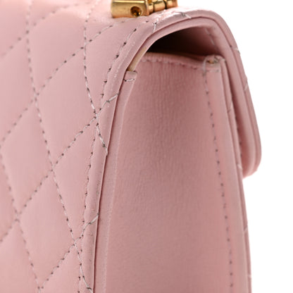 Chanel Lambskin Enamel Quilted Mini Top Handle Flap Pink 12 of 13