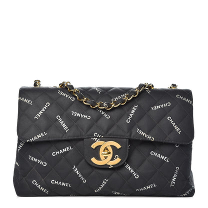 Chanel Canvas Quilted XL Jumbo Single Flap Black 1 of 12