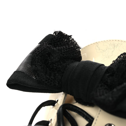 Chanel Patent Calfskin CC Bow Lace Up Oxford Pumps 41 Beige Black 11 of 13