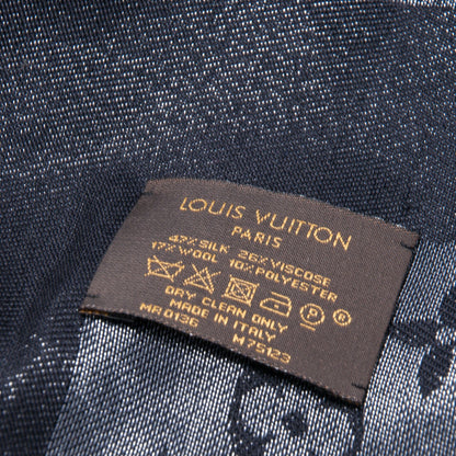 Louis Vuitton Silk Lurex Wool Monogram Shine Shawl Charcoal Grey 6 of 6