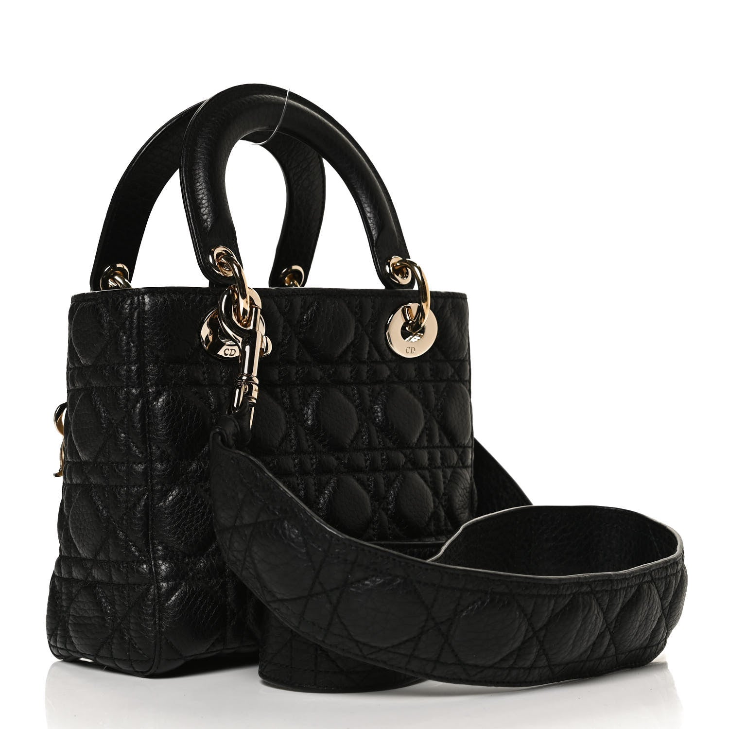 Christian Dior Grained Calfskin Cannage Small Supple Lady Dior Black 3 of 12