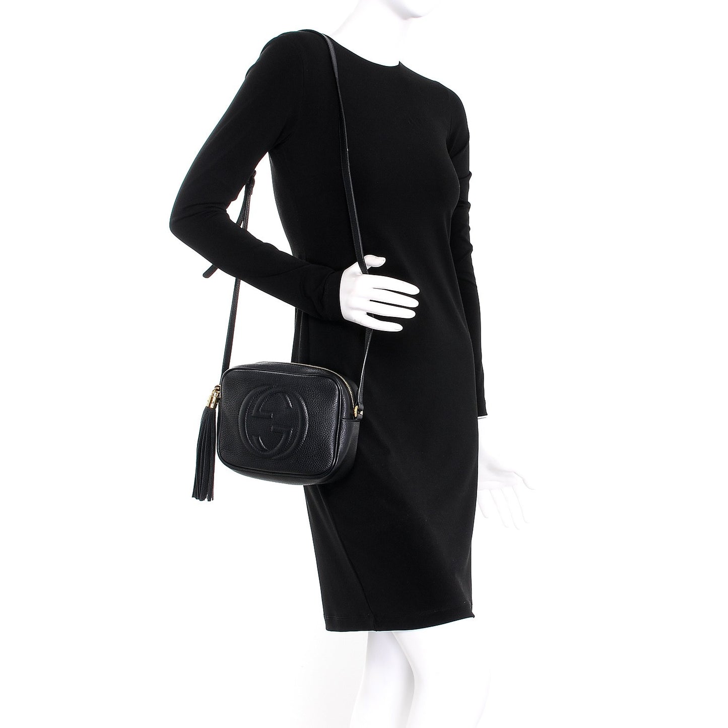 Pebbled Calfskin Small Soho Disco Bag Black