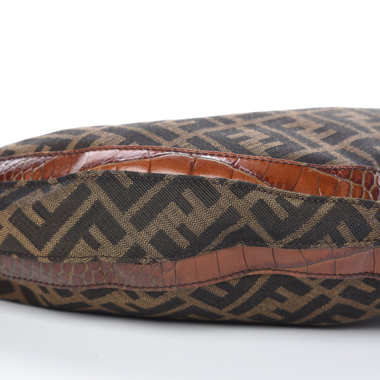 Zucca Calfskin Crocodile Embossed Chef Hobo Tobacco