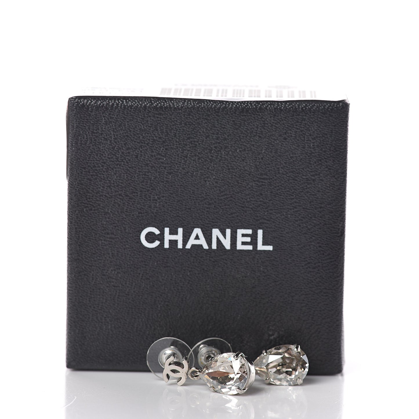 Crystal CC Tear Drop Earrings Silver
