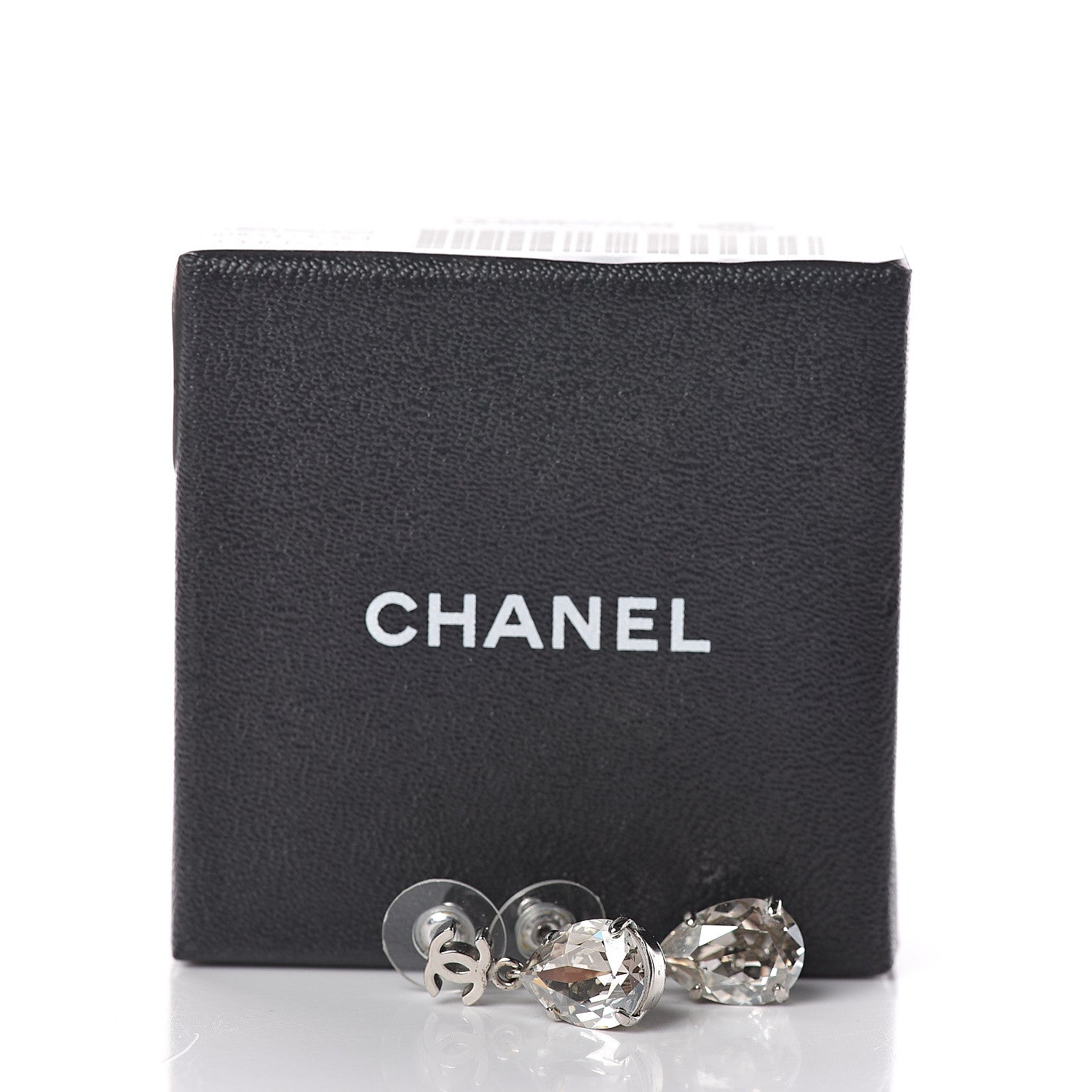 Chanel Crystal CC Tear Drop Earrings Silver 5 of 5