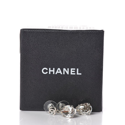 Chanel Crystal CC Tear Drop Earrings Silver 5 of 5