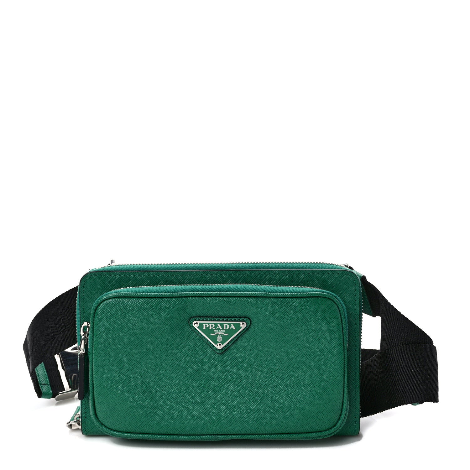 Prada Saffiano Travel Double Zip Belt Bag Mango 1 of 9