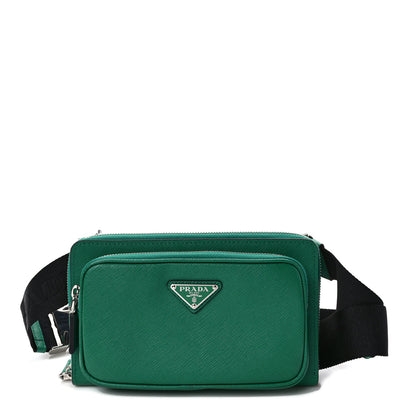Prada Saffiano Travel Double Zip Belt Bag Mango 1 of 9