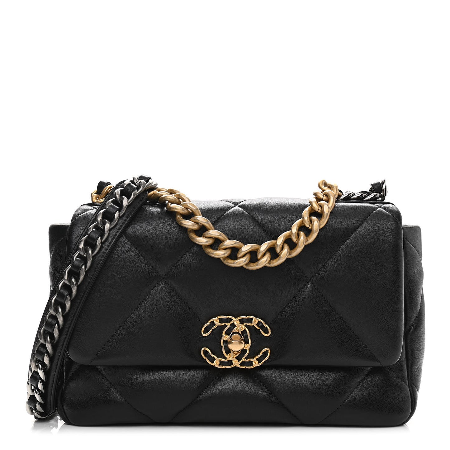 Goatskin Quilted Medium Chanel 19 Flap Black