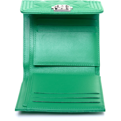 Chanel Caviar Quilted Compact Boy Wallet Green 5 of 12