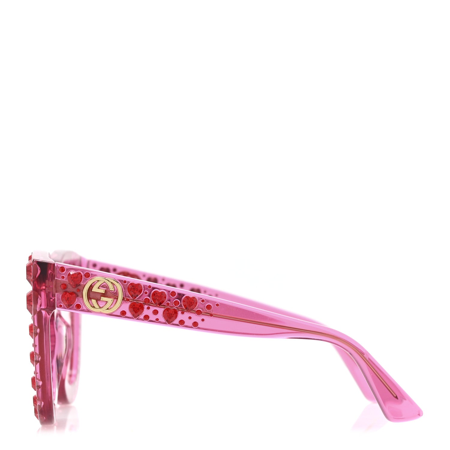 Gucci Acetate Crystal Heart GG0116S Sunglasses Fuchsia 3 of 8
