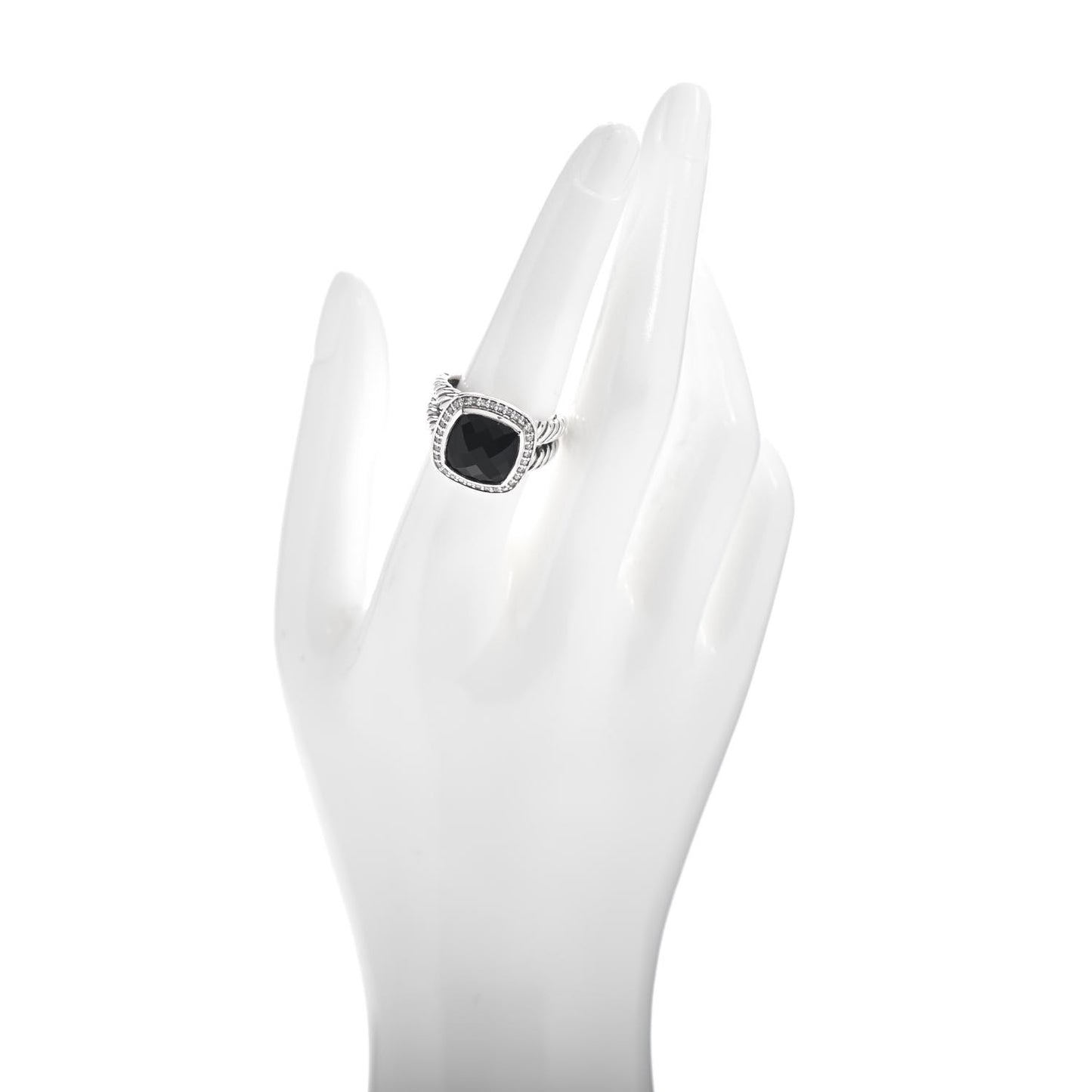 Sterling Silver Diamond Black Onyx 11mm Albion Ring 54 7