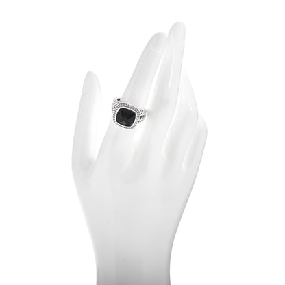 David Yurman Sterling Silver Diamond Black Onyx 11mm Albion Ring 54 7 2 of 5