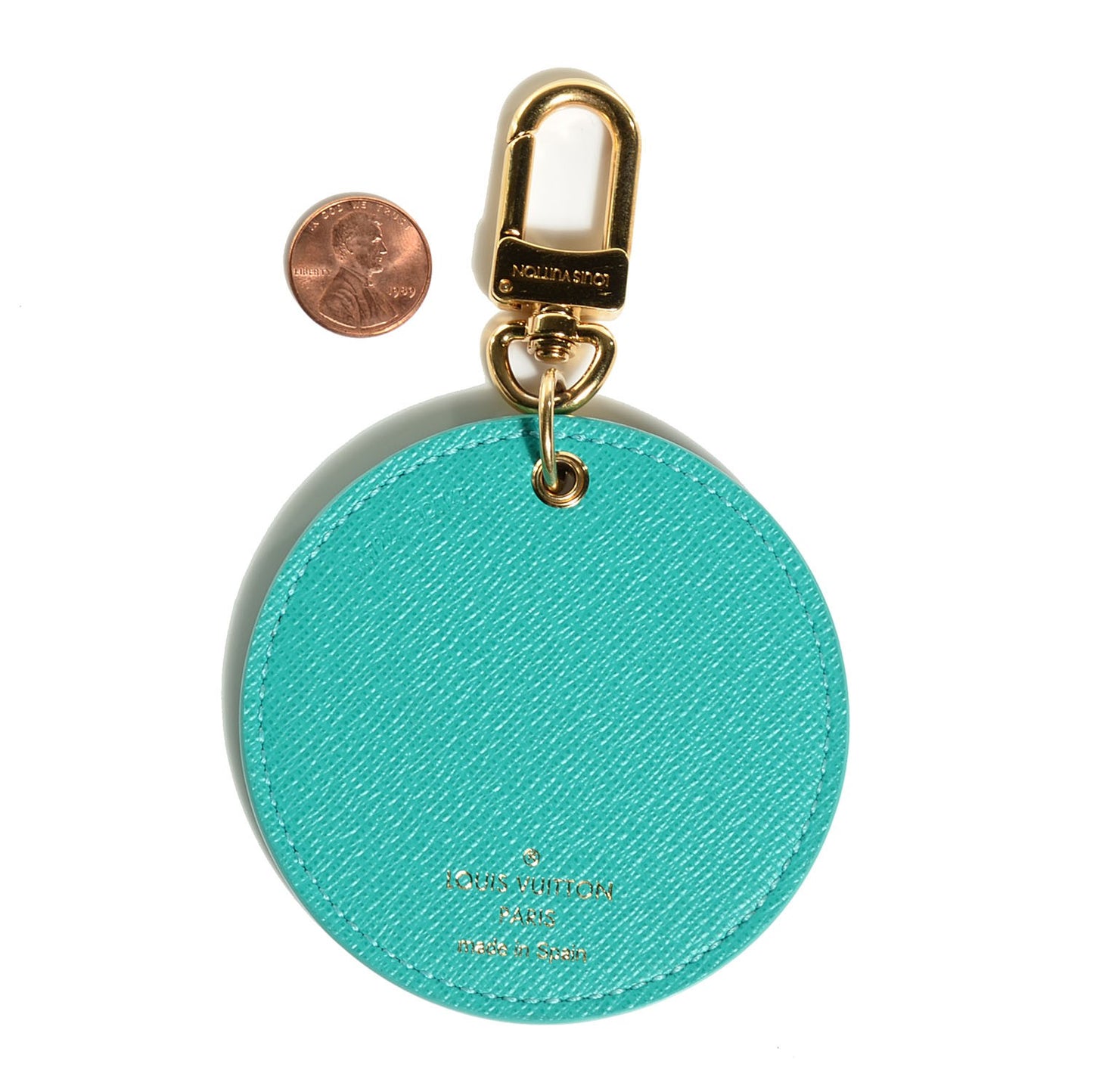 Monogram Illustre V Bag Charm Key Ring Turquoise