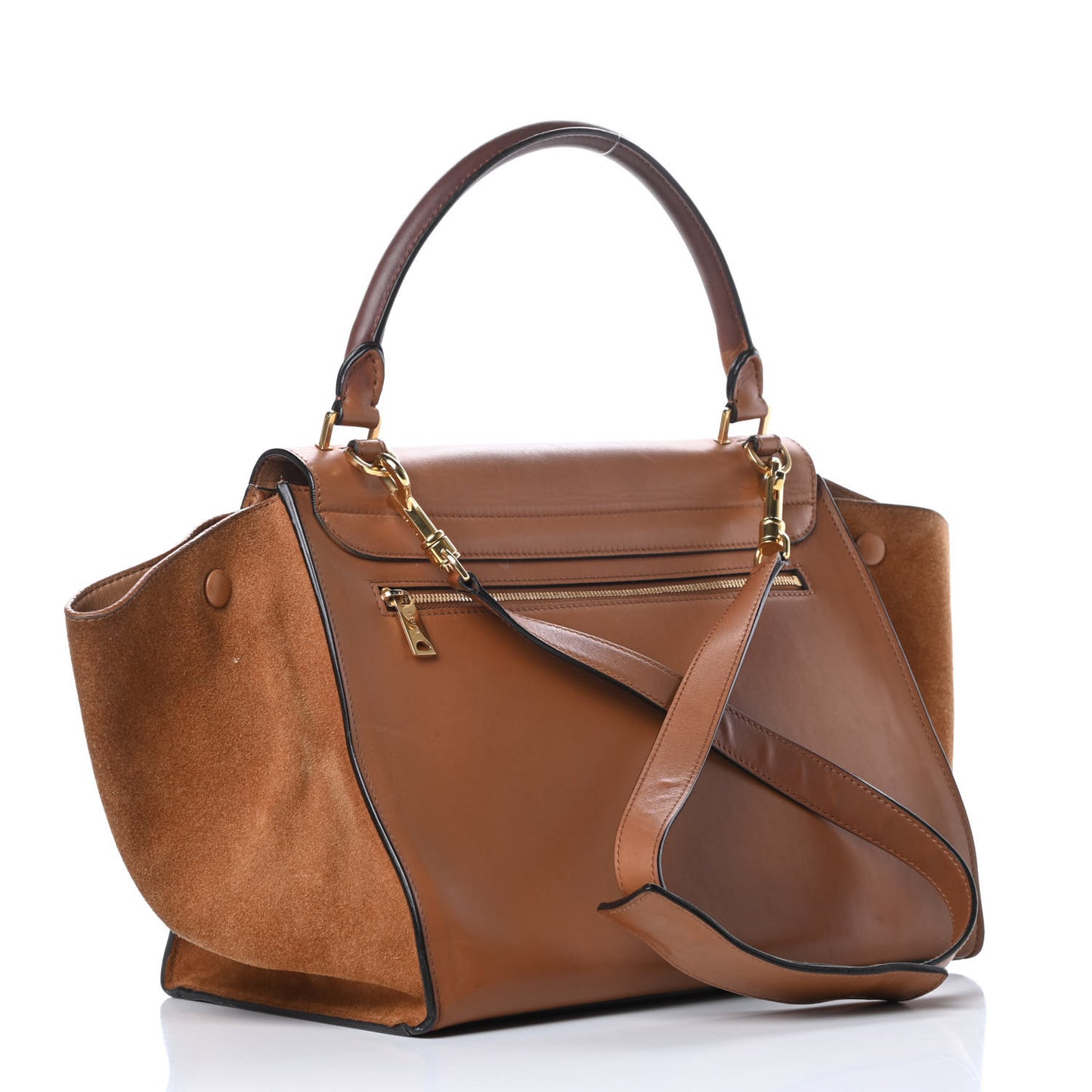 Smooth Calfskin Suede Medium Trapeze Tan