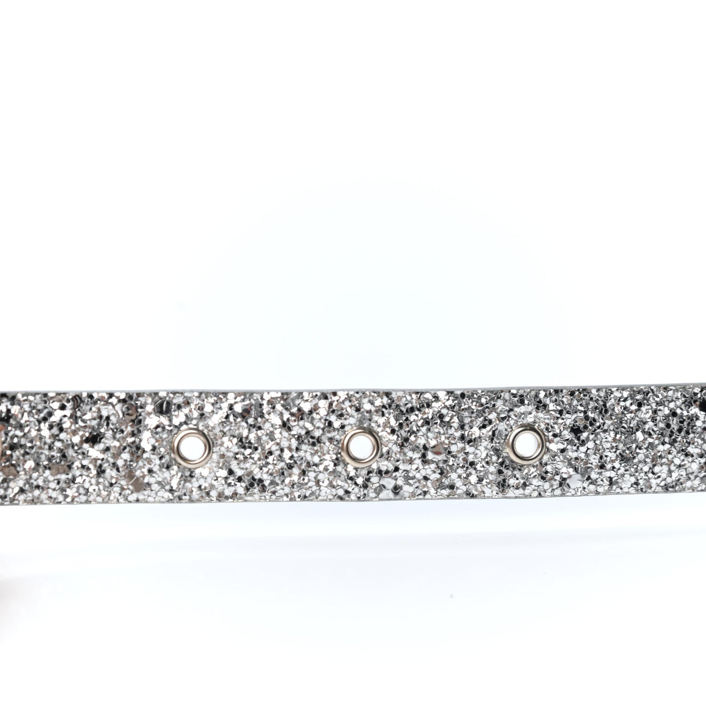 Glitter Calfskin CC Logo Skinny Belt 90 36 Silver