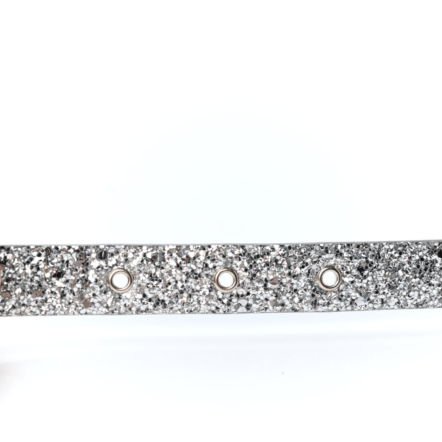 Chanel Glitter Calfskin CC Logo Skinny Belt 90 36 Silver 3 of 4