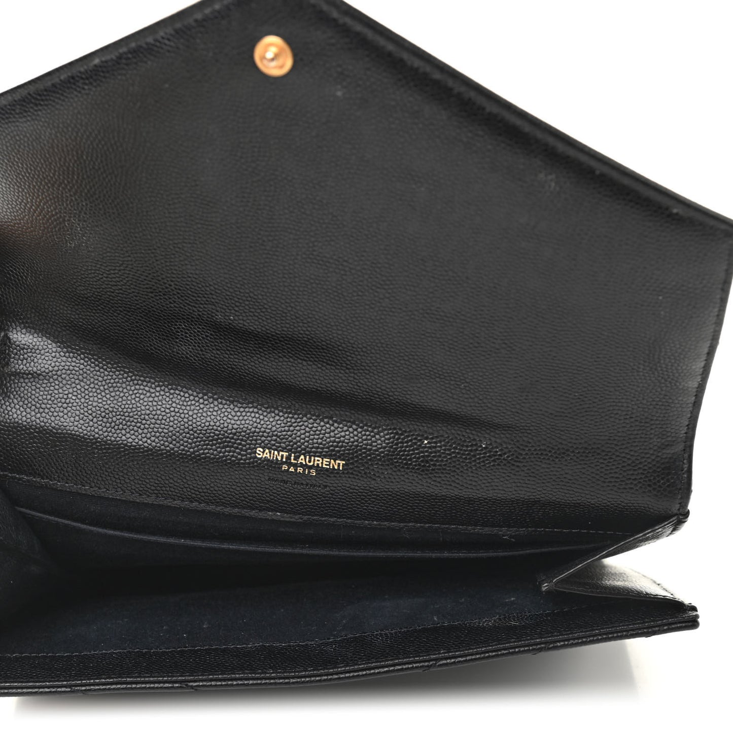 Grain De Poudre Matelasse Chevron Monogram Envelope Clutch Black