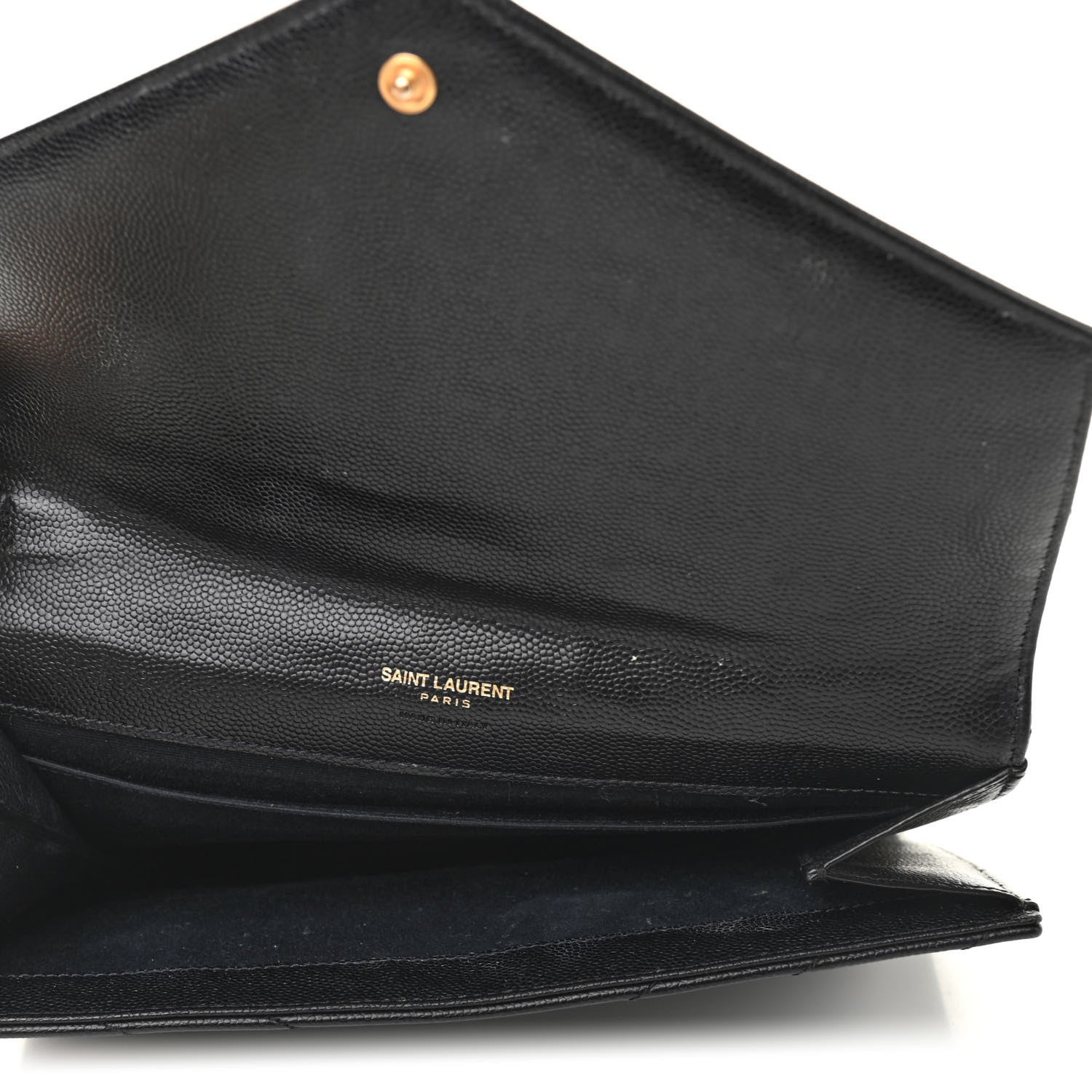 Saint Laurent Grain De Poudre Matelasse Chevron Monogram Envelope Clutch Black 5 of 8