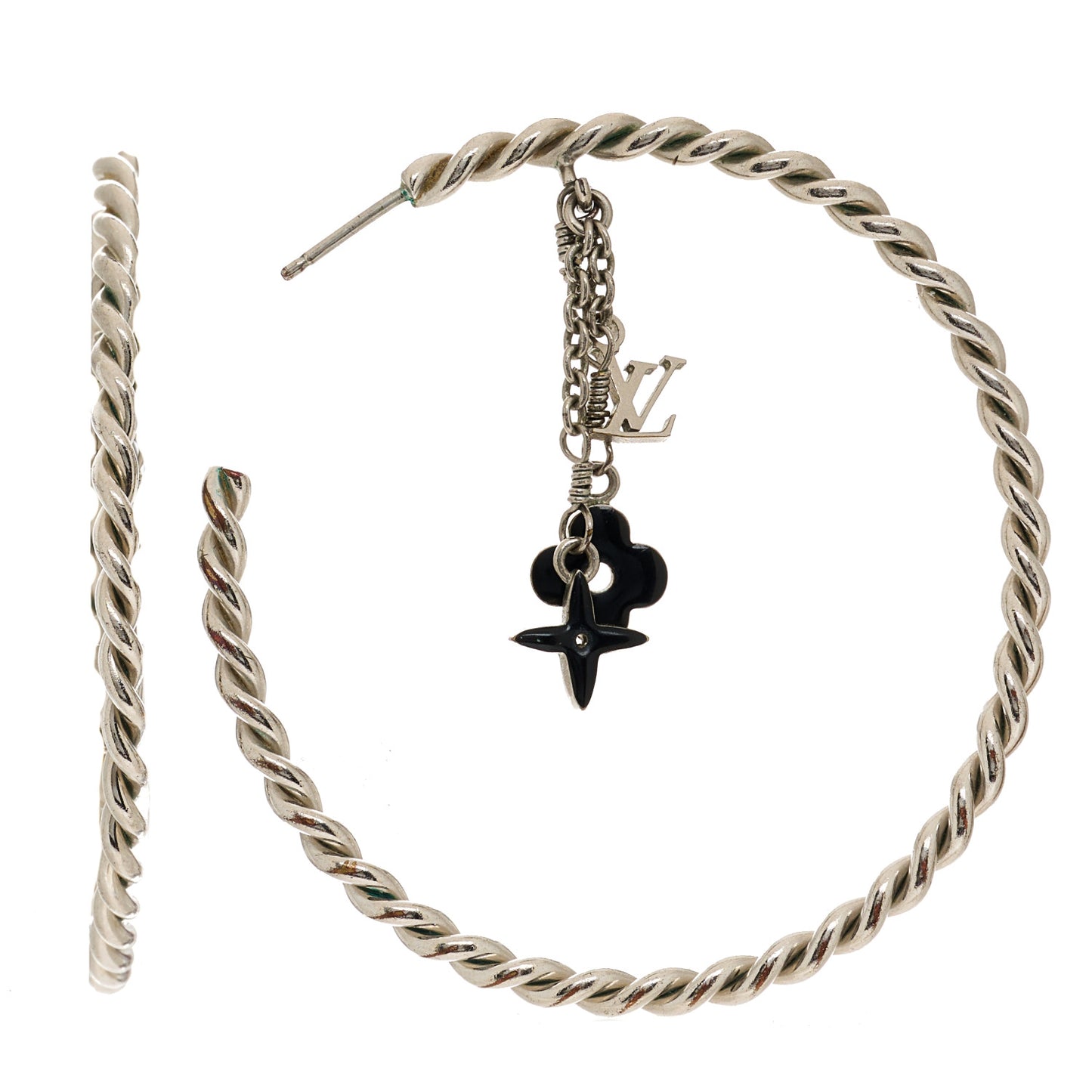 Sweet Monogram Creole Hoop Earrings Silver