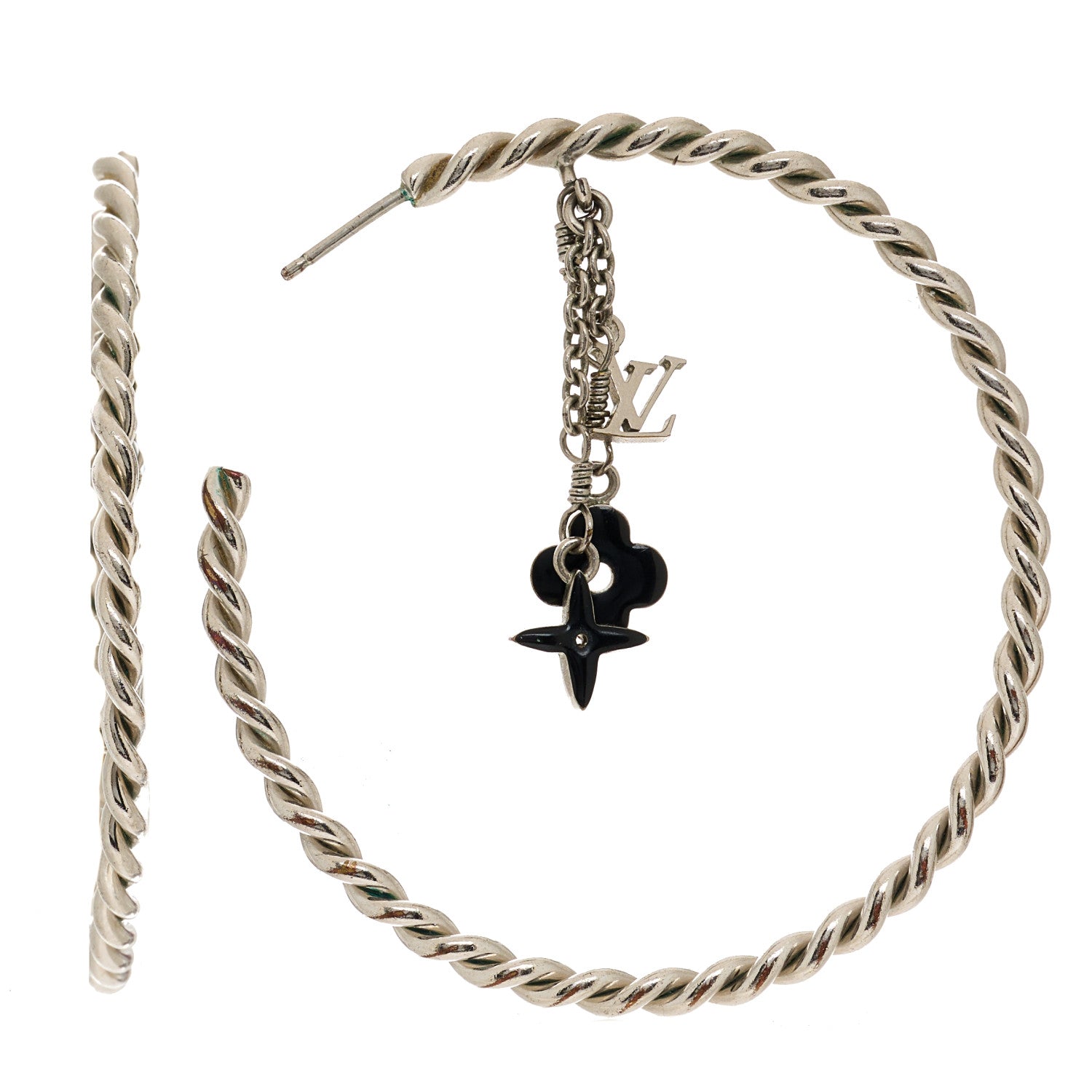 Louis Vuitton Sweet Monogram Creole Hoop Earrings Silver 1 of 5