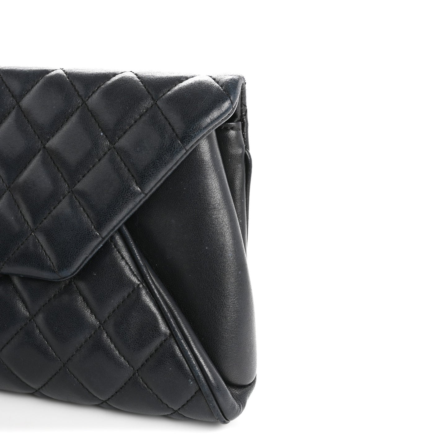 Lambskin Quilted Fold Up Again Clutch Dark Blue