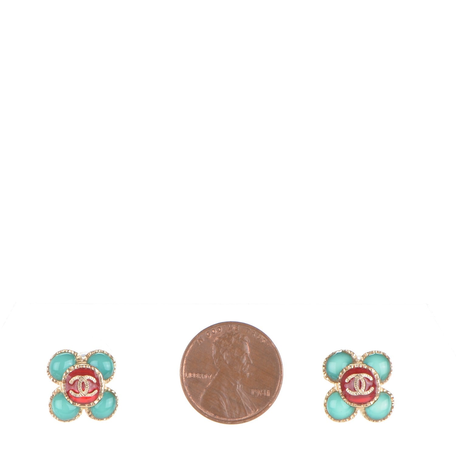 Chanel Gripoix CC Earrings Gold 2 of 4