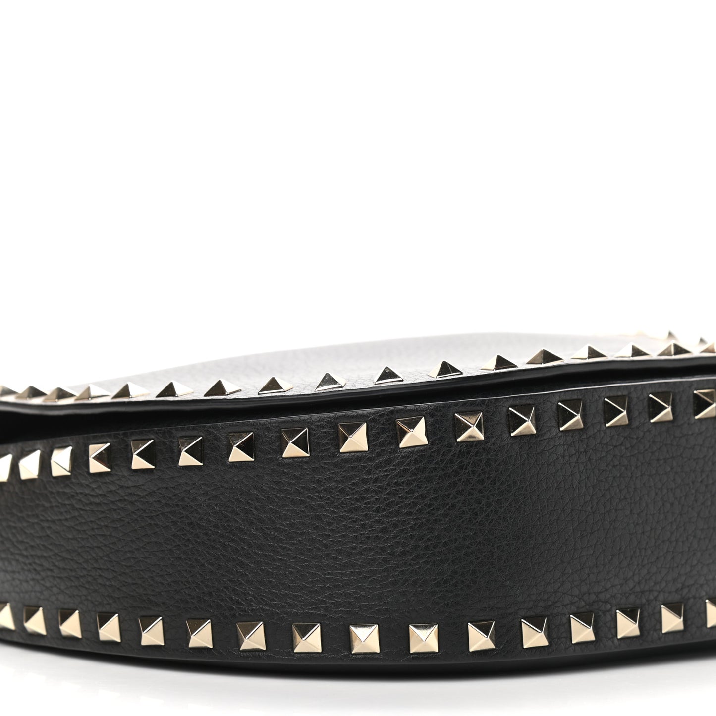Vitello Large Rockstud Halfmoon Saddle Bag Black
