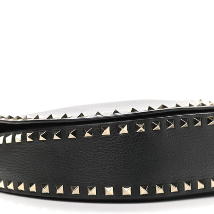 Valentino Garavani Vitello Large Rockstud Halfmoon Saddle Bag Black 6 of 9