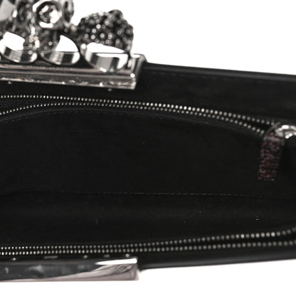 Alexander McQueen Calfskin Four Ring Sprayed-Print Flat Pouch Clutch Bag Red Black 6 of 9