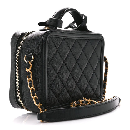 Chanel Caviar Quilted Small CC Filigree Vanity Case Black 3 of 12