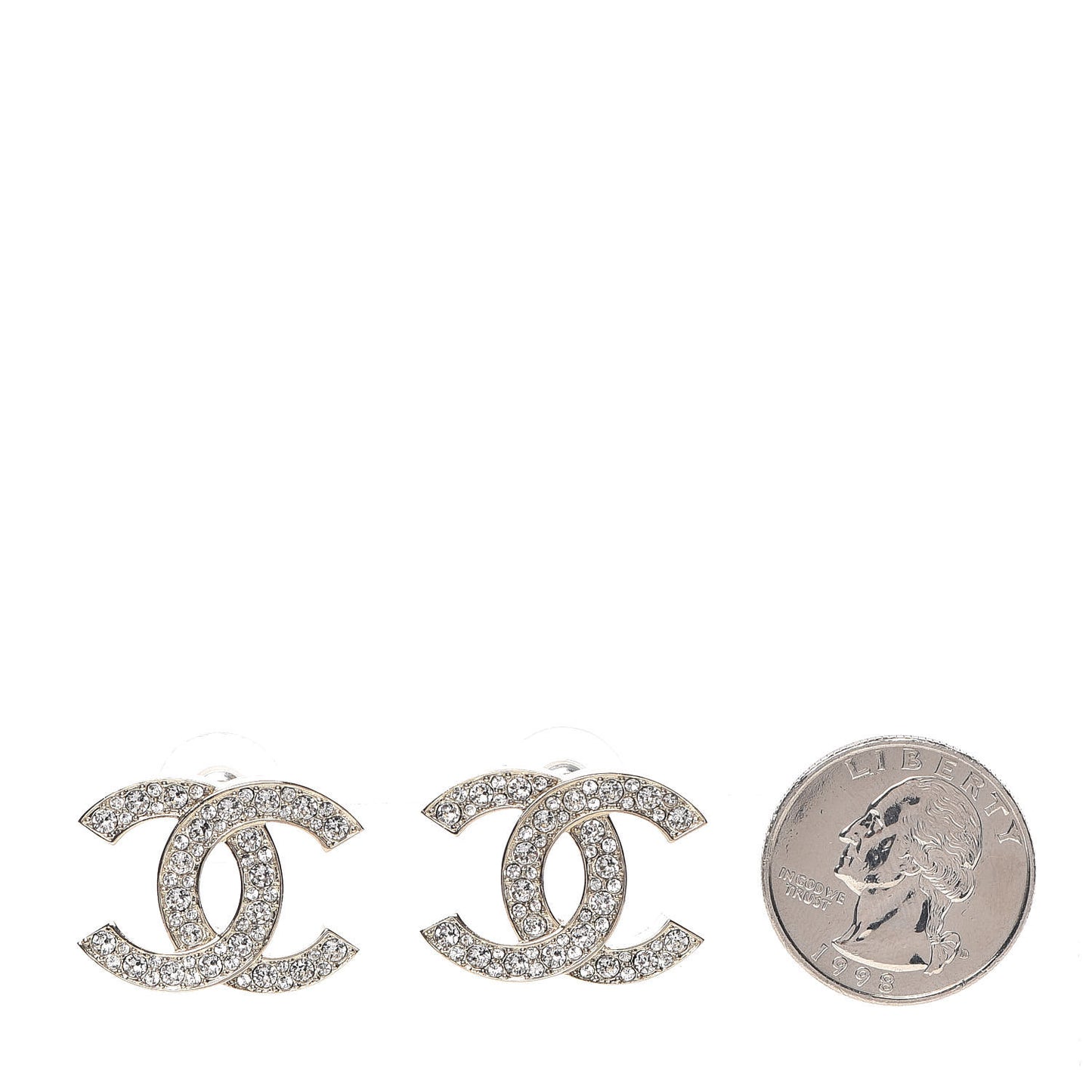 Crystal Large CC Earrings Silver