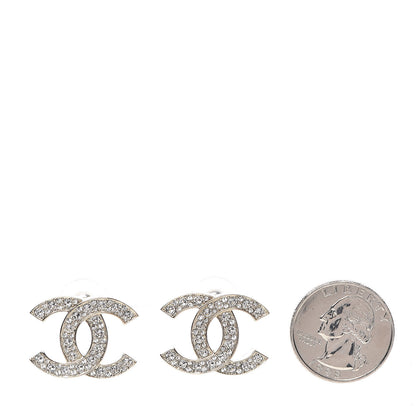 Chanel Crystal Large CC Earrings Silver 2 of 5