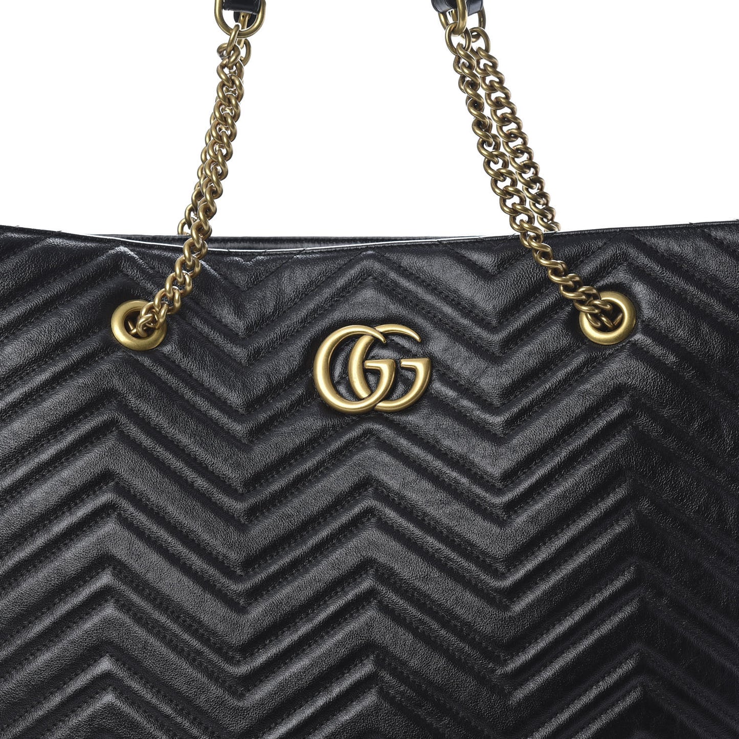 Azalea Calfskin Matelasse Large GG Marmont Slim Tote Black
