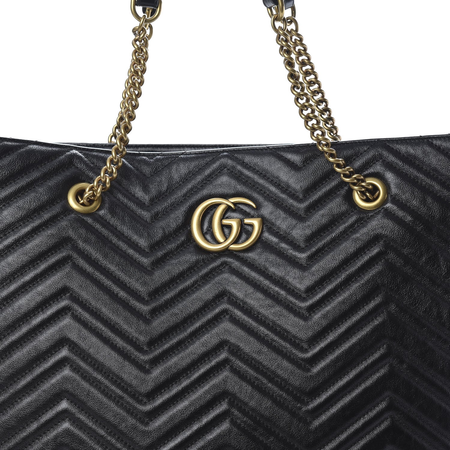 Gucci Azalea Calfskin Matelasse Large GG Marmont Slim Tote Black 8 of 10