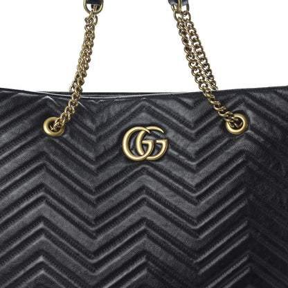 Gucci Azalea Calfskin Matelasse Large GG Marmont Slim Tote Black 8 of 10